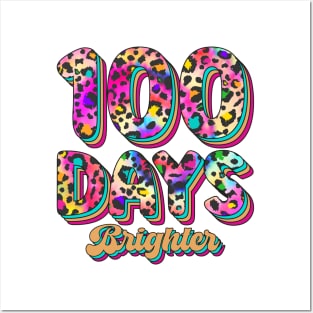 100 Days Brighter, 100th Day of School Teacher Leopard Posters and Art